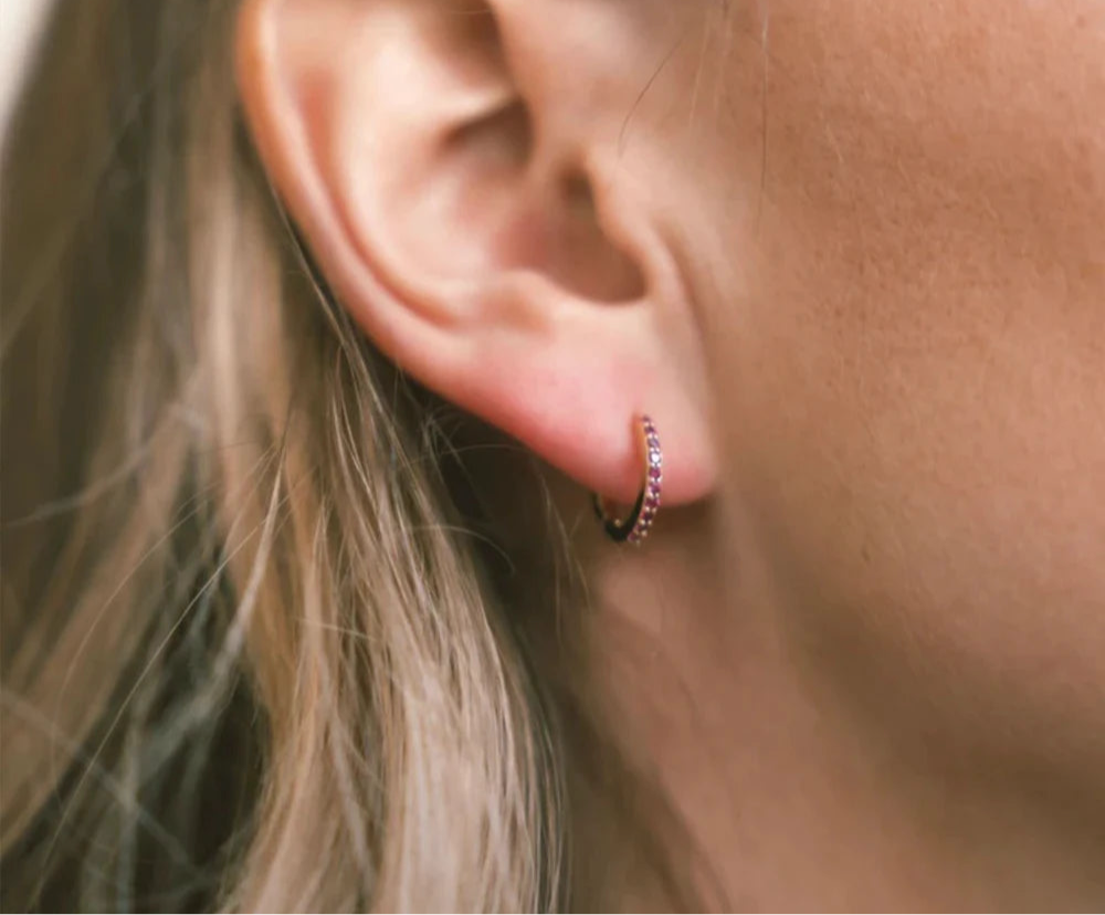 Shiny Minimalist Huggie Birthstone