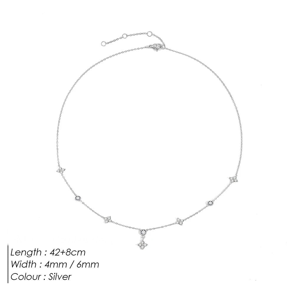 Sparkling Zircon Flower Necklace