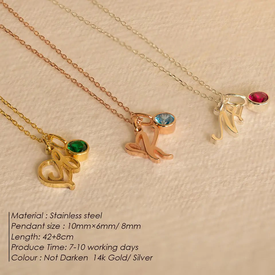 Signature Letter Birthstone Necklace