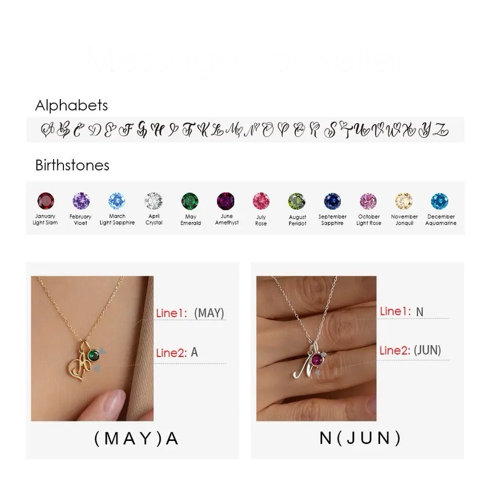 Signature Letter Birthstone Kette