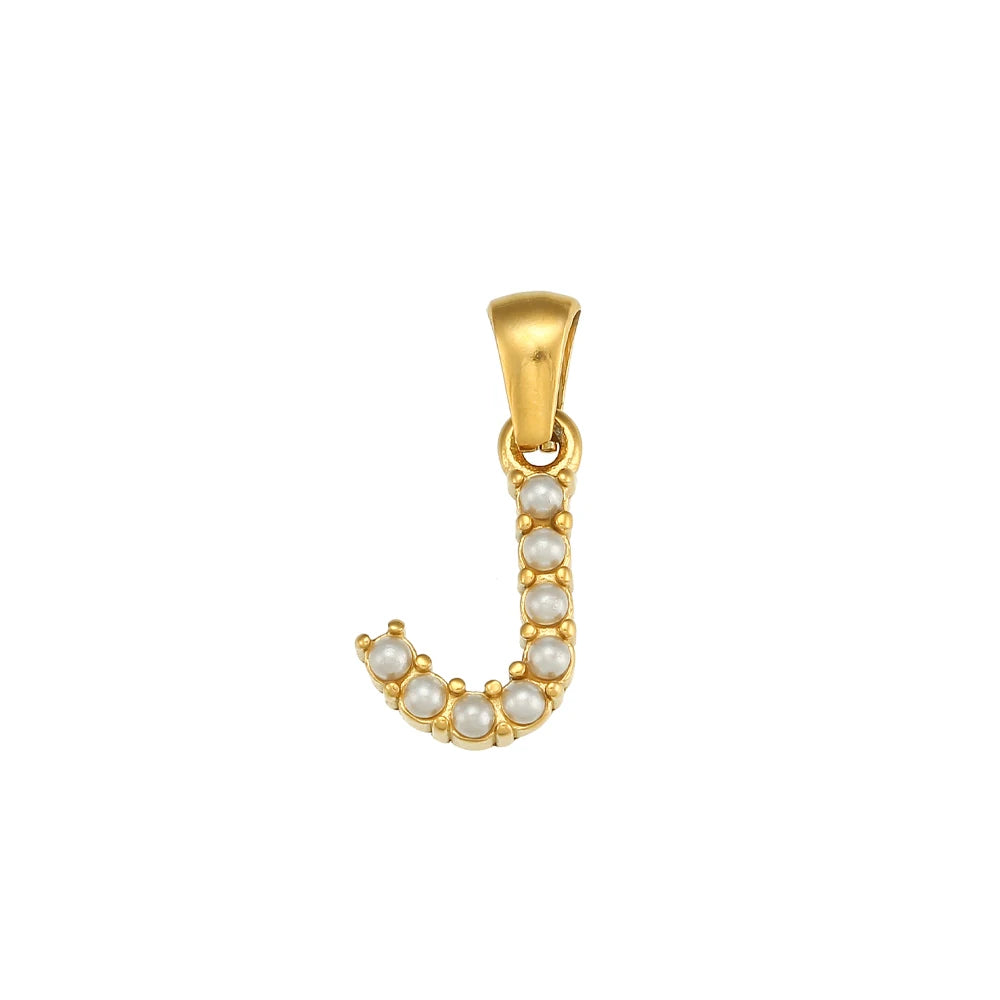 Collier Charm Zircon / Pearl Letter