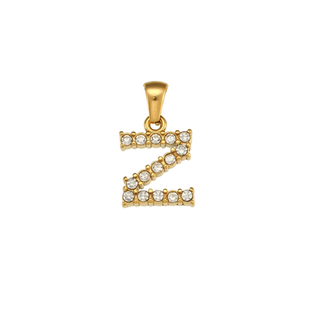 Collier Charm Zircon / Pearl Letter