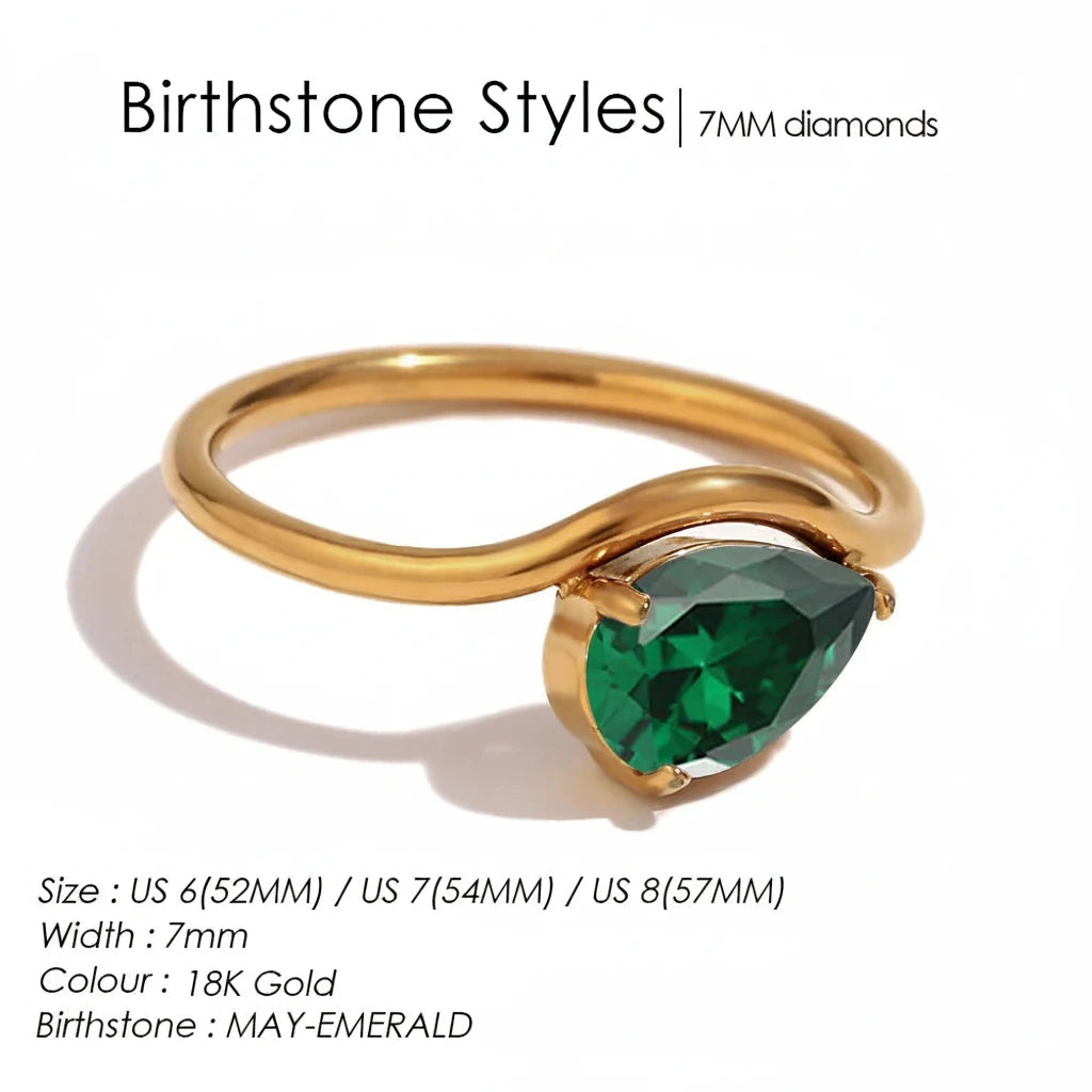 Drop Shaped Birthstone Ring