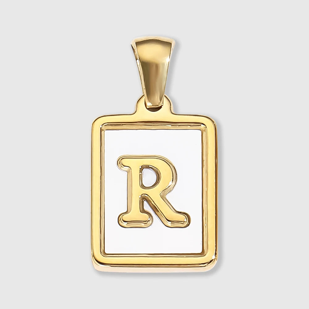 Shell Square Letter Charm