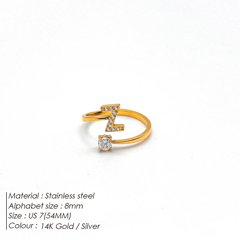 Shiny Letter Ring onesize