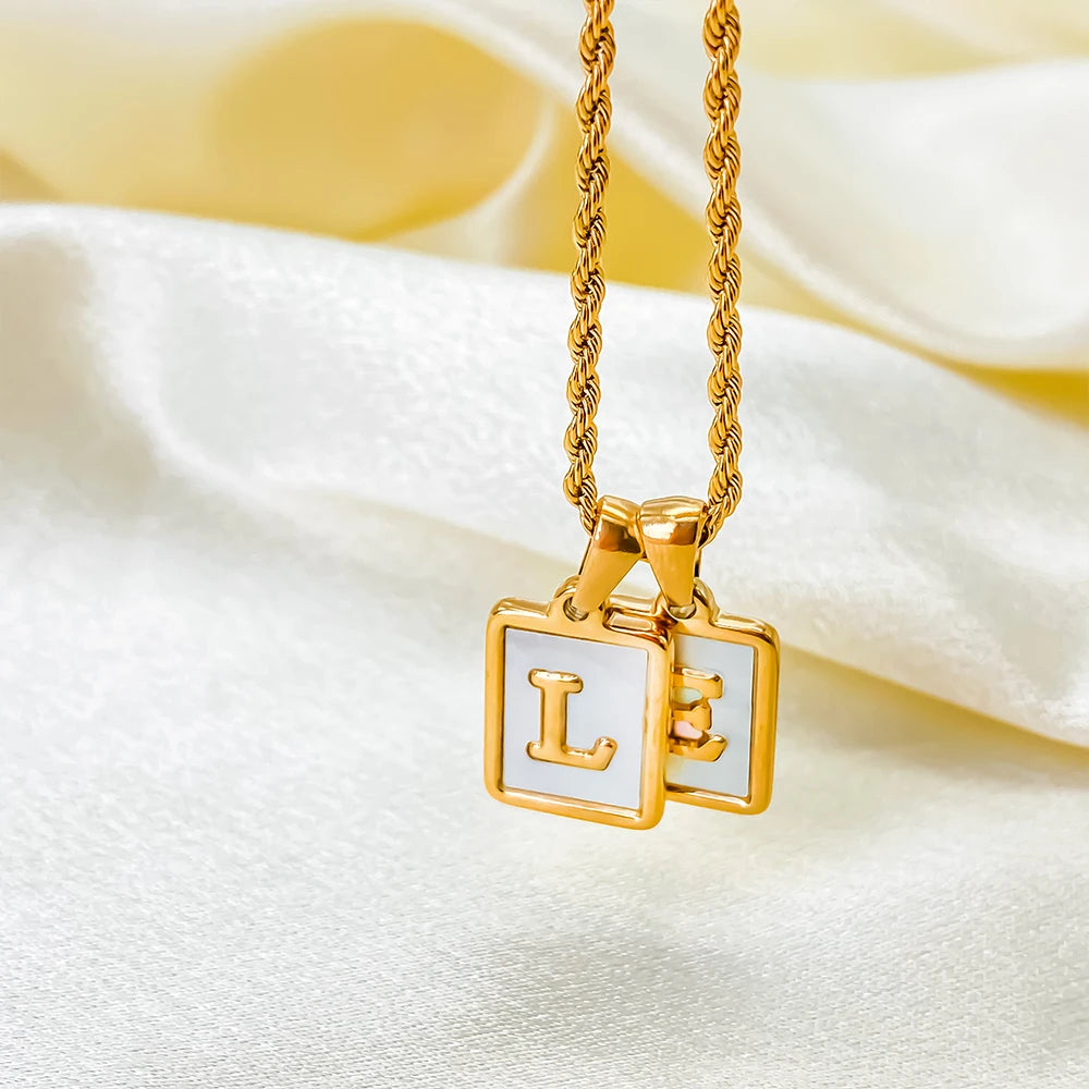 Rope Chain White Shell Uppercase Initials