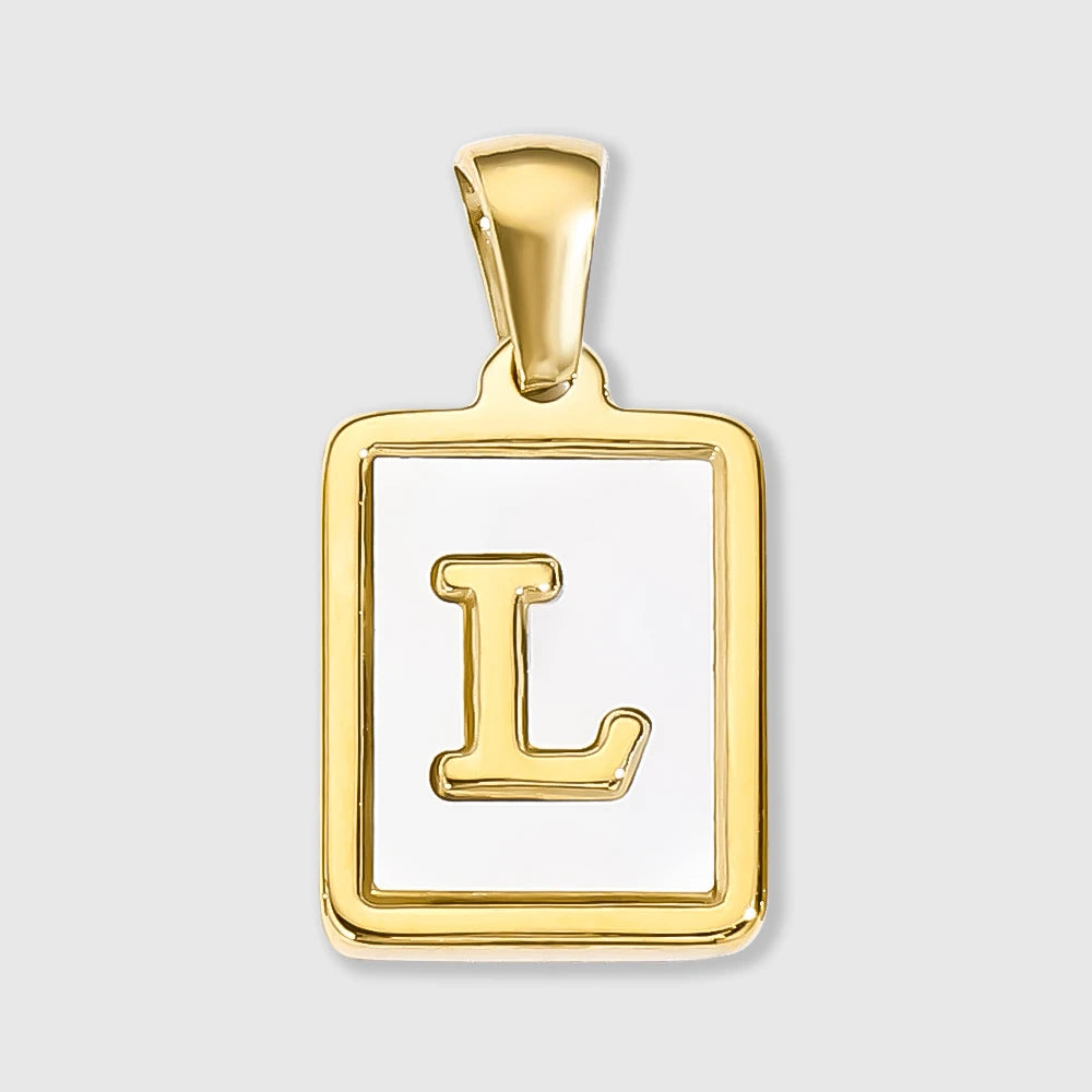 Shell Square Letter Charm