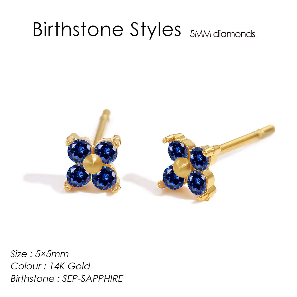 Dainty Flower Birthstone Ohrstecker