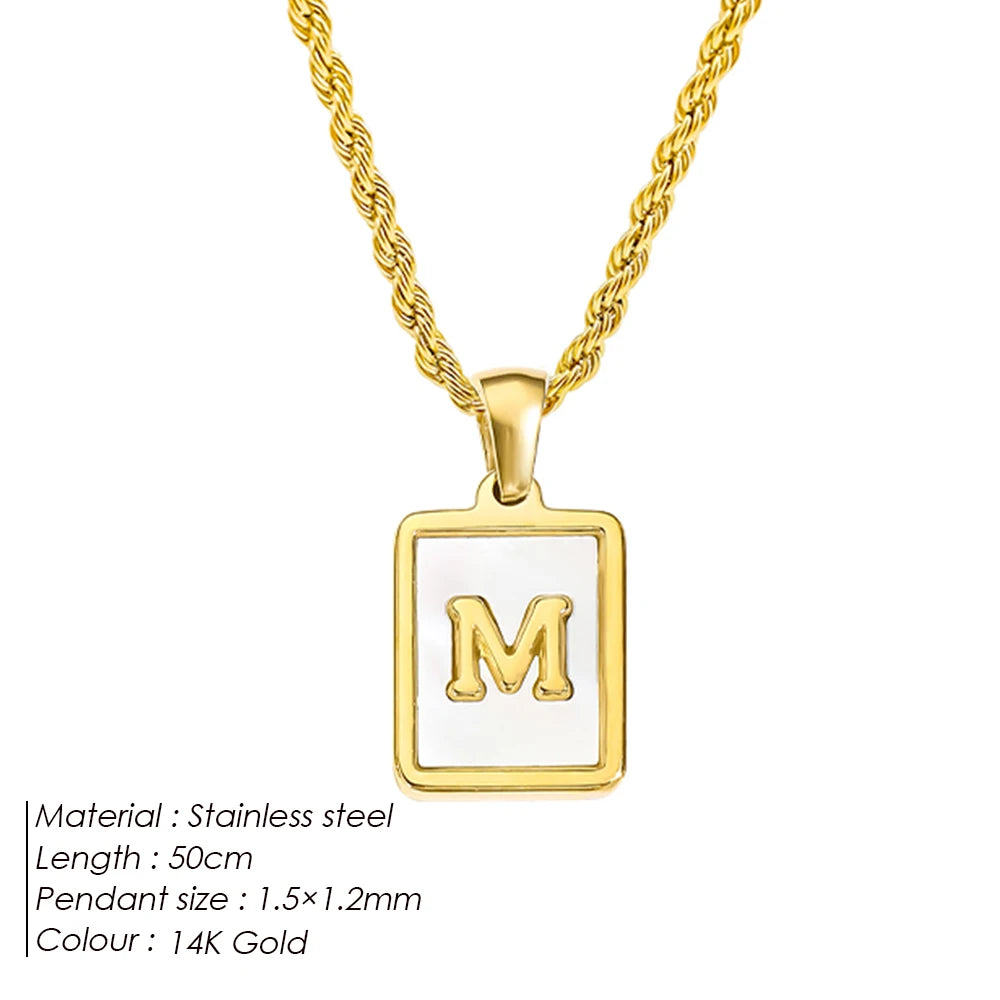 Rope Chain White Shell Uppercase Initials