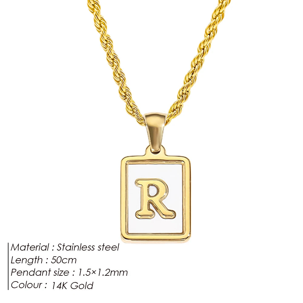 Rope Chain White Shell Uppercase Initials