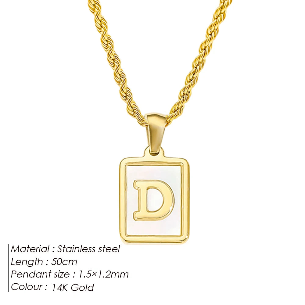 Rope Chain White Shell Uppercase Initials