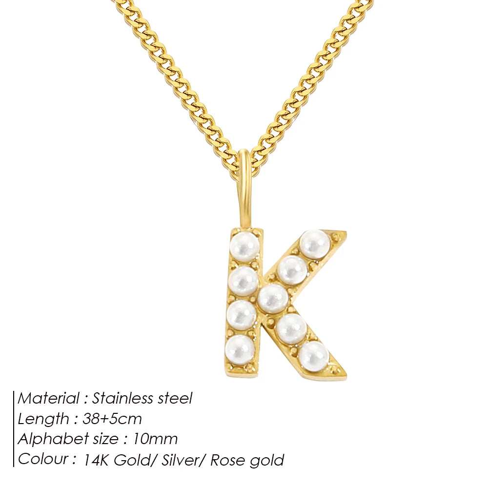vegan Letter Pearl Charm Kette