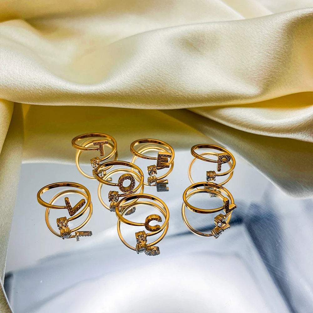 Shiny Letter Ring onesize