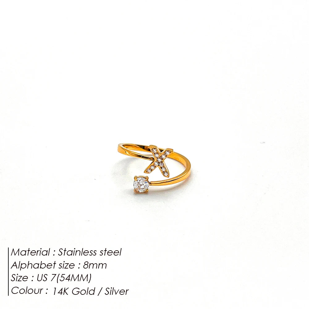 Shiny Letter Ring onesize