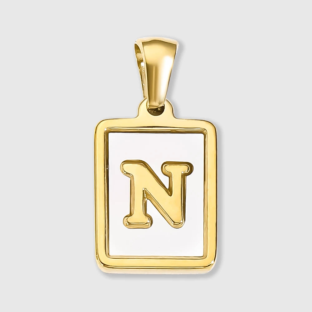 Shell Square Letter Charm