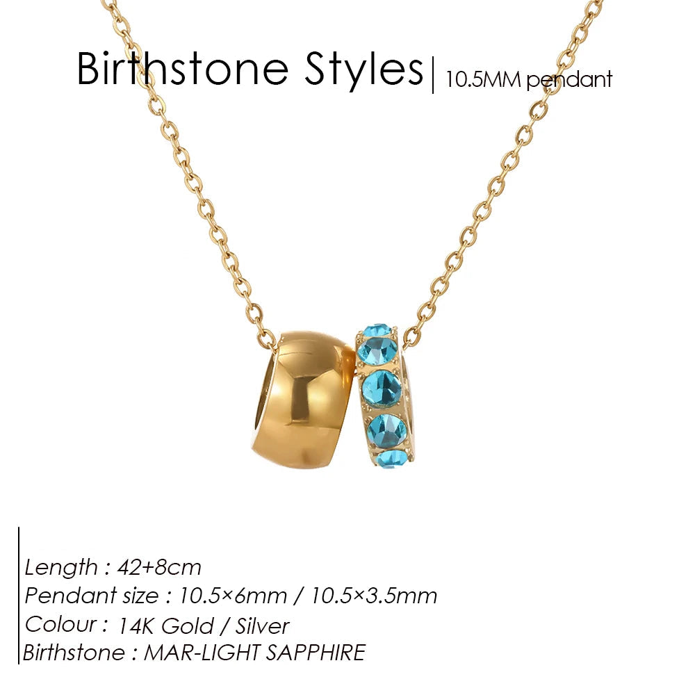 Round Birthstone Pavé Charm Kette