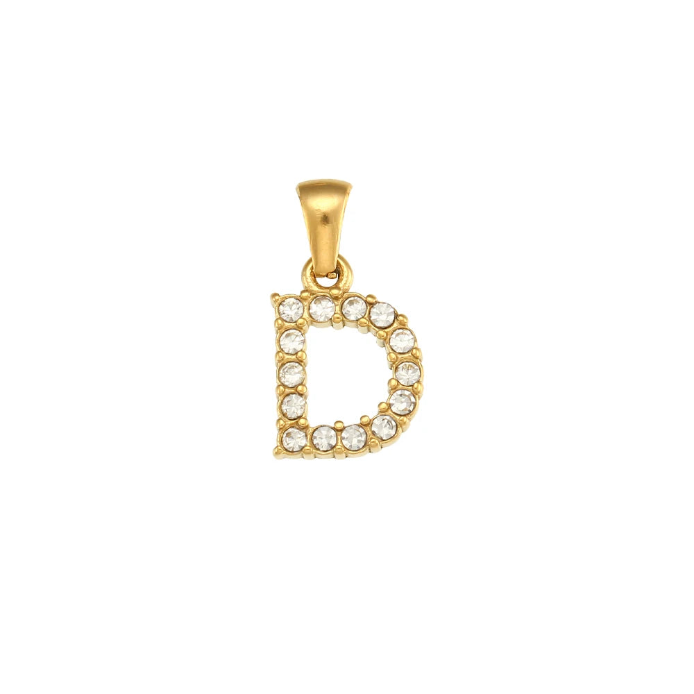 Collier Charm Zircon / Pearl Letter