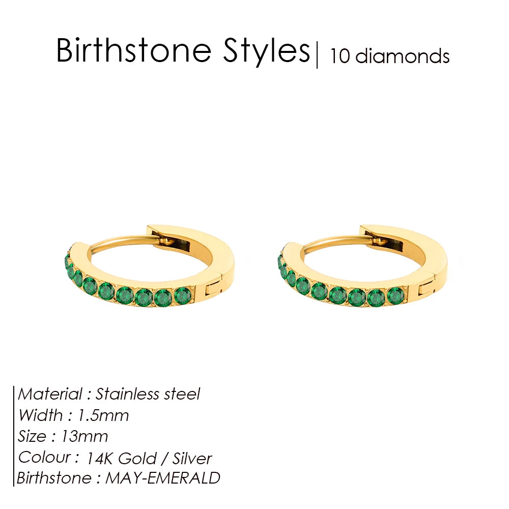 Shiny Minimalist Huggie Birthstone