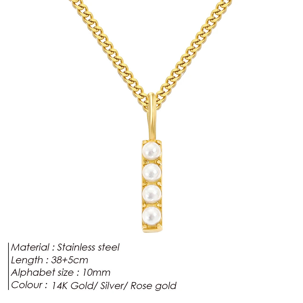 vegan Letter Pearl Charm Kette
