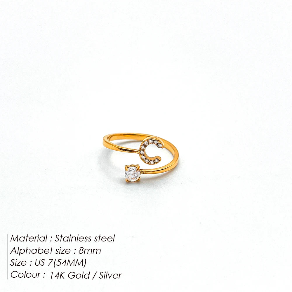 Shiny Letter Ring onesize