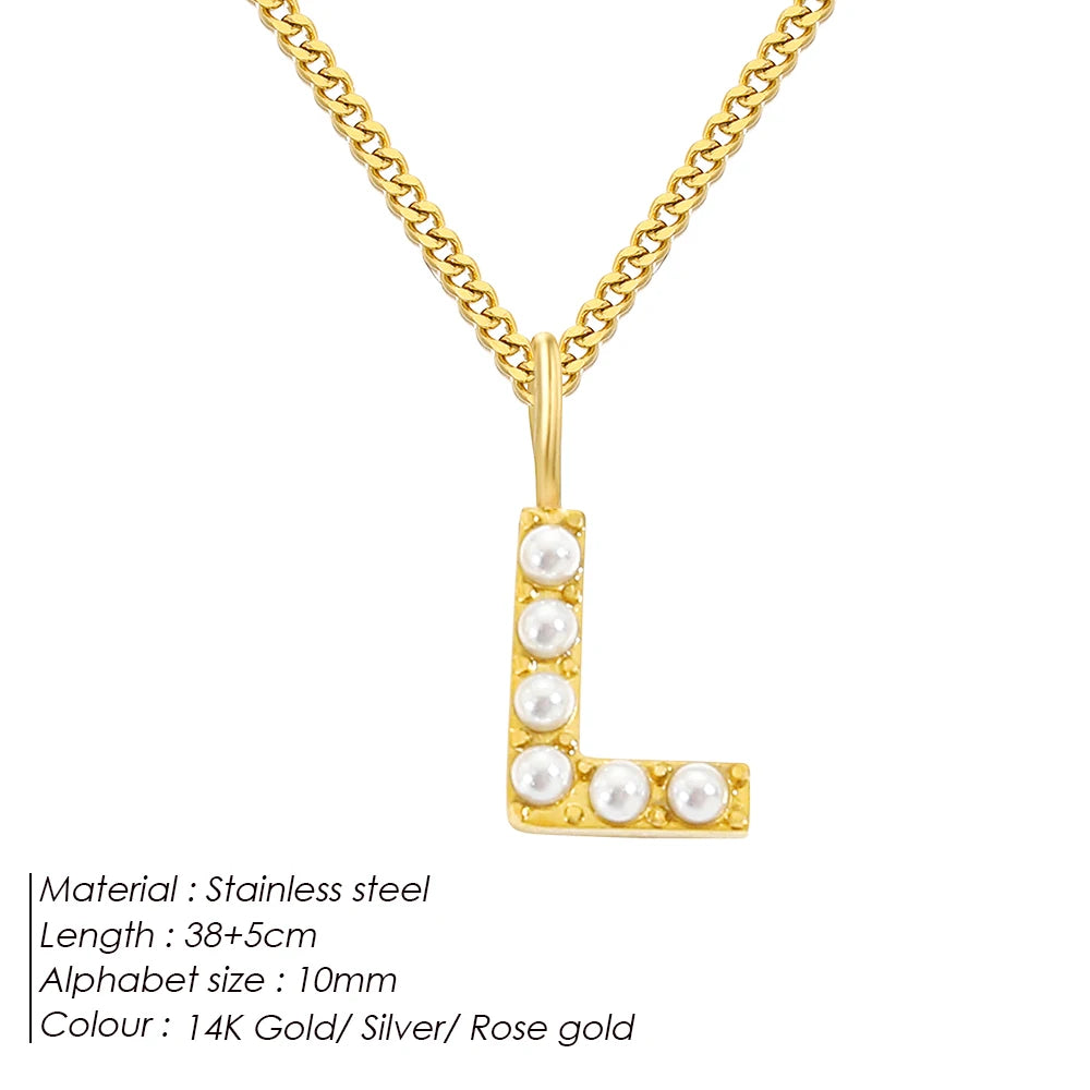 vegan Letter Pearl Charm Kette