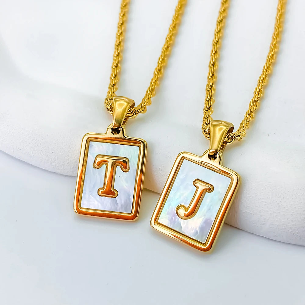 Rope Chain White Shell Uppercase Initials