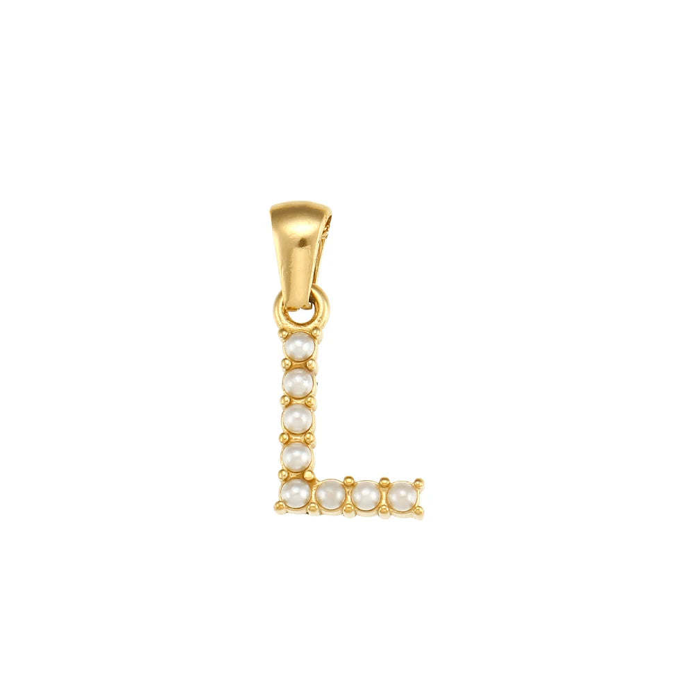 Collier Charm Zircon / Pearl Letter