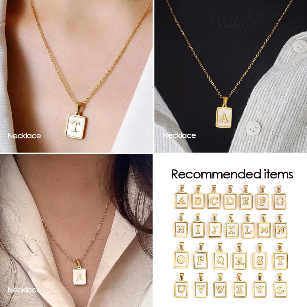 Shell Square Letter Charm