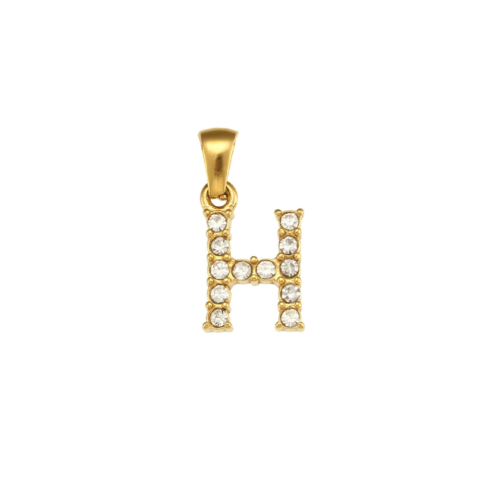 Collier Charm Zircon / Pearl Letter