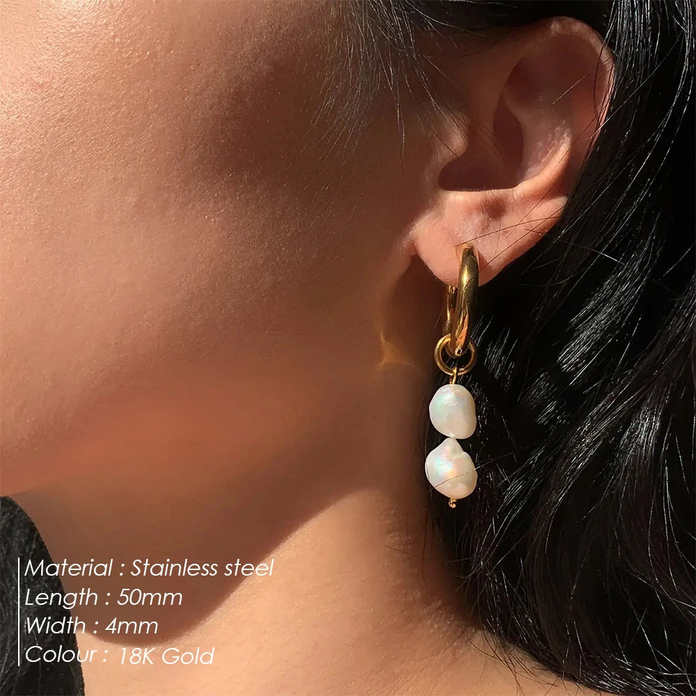 vegan double Freshwater Pearl Hoop