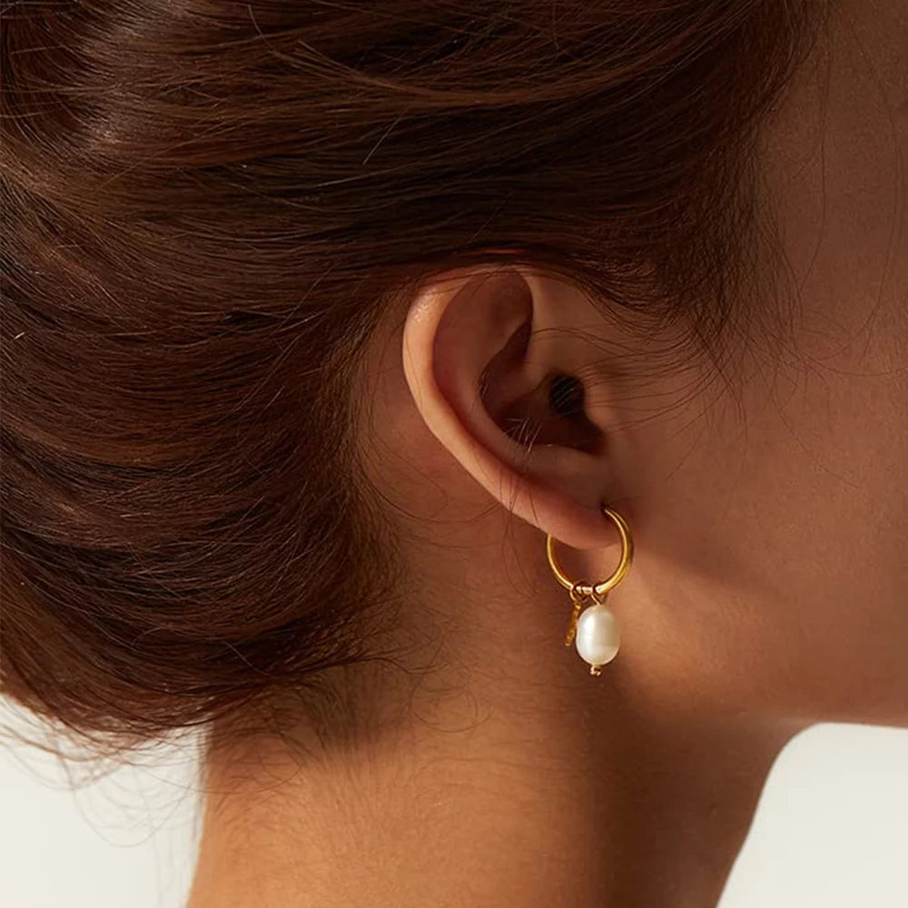 vegan Freshwater Star Pearl Hoops