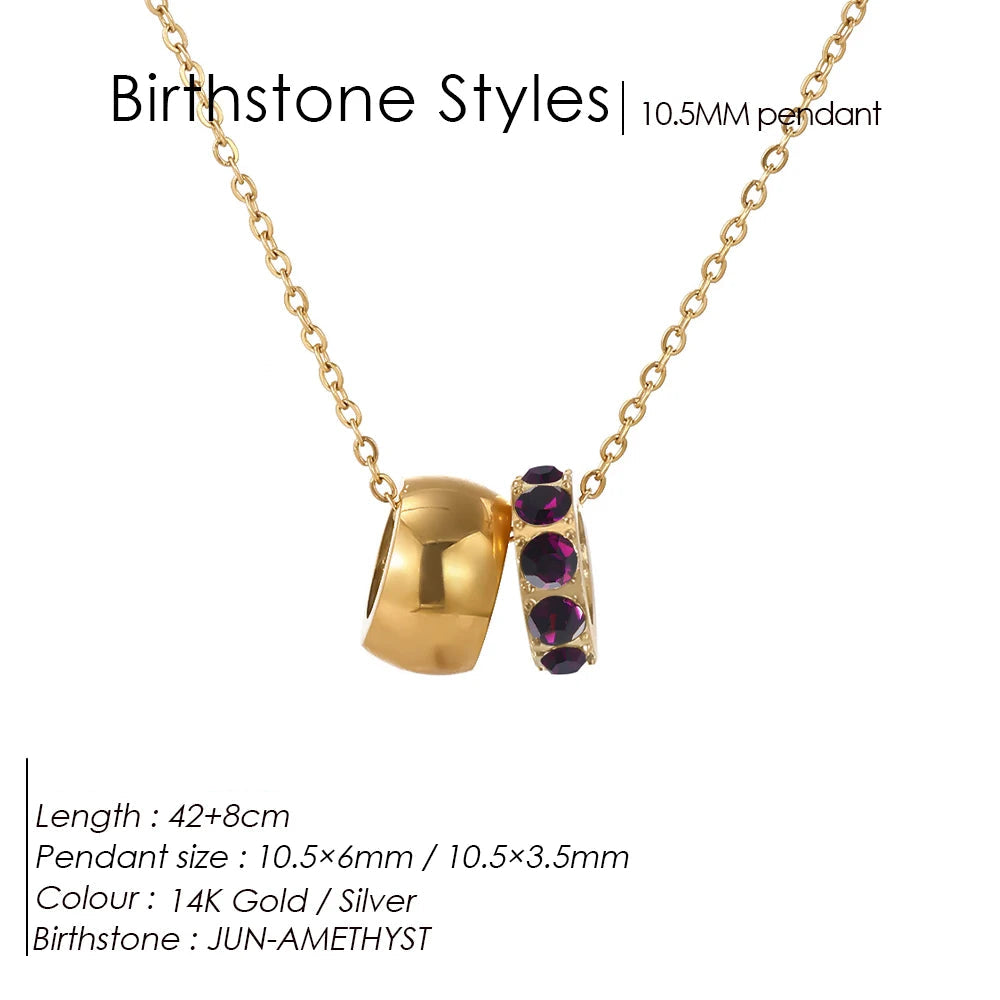 Round Birthstone Pavé Charm Kette