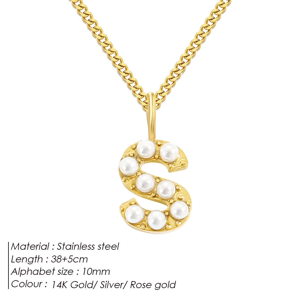 vegan Letter Pearl Charm Kette