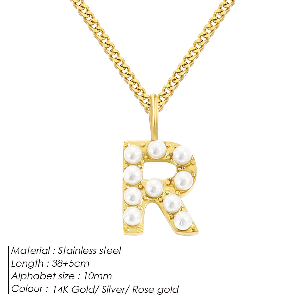 vegan Letter Pearl Charm Kette