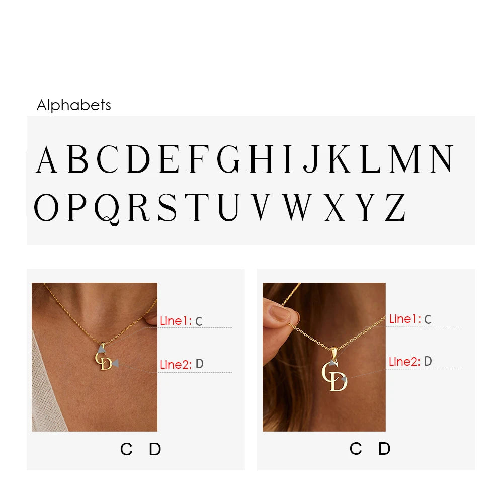 3D Double Initial Necklace