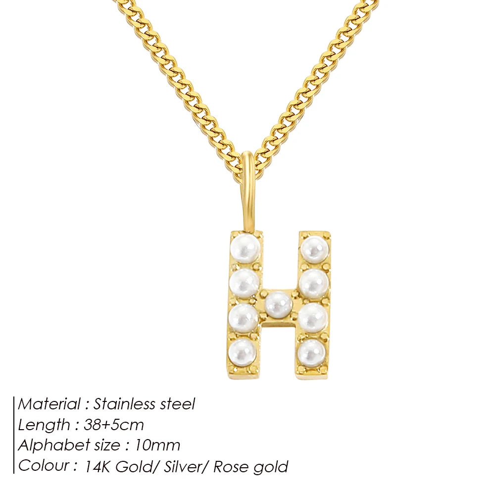 vegan Letter Pearl Charm Kette