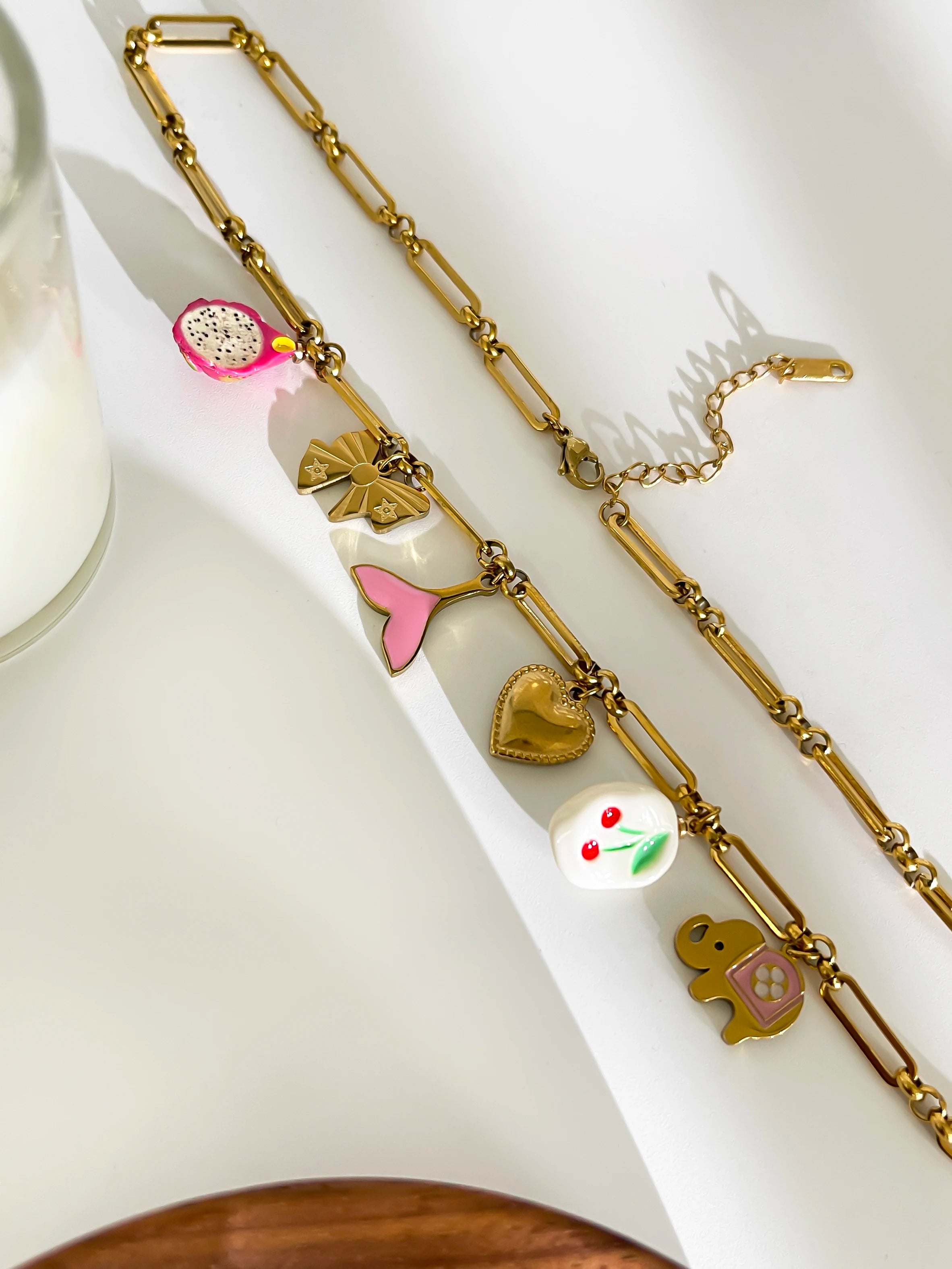Cute Bow Elephant Fish Charm Kette