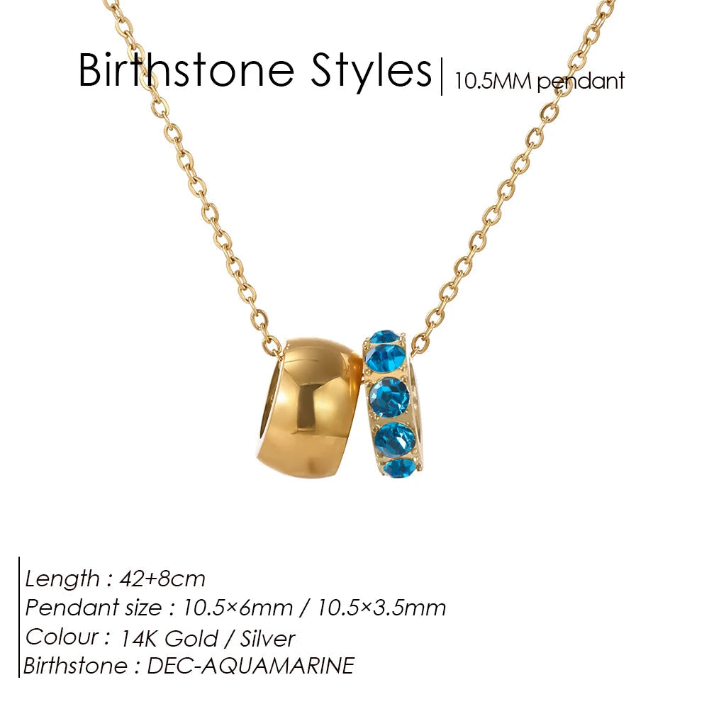 Round Birthstone Pavé Charm Kette