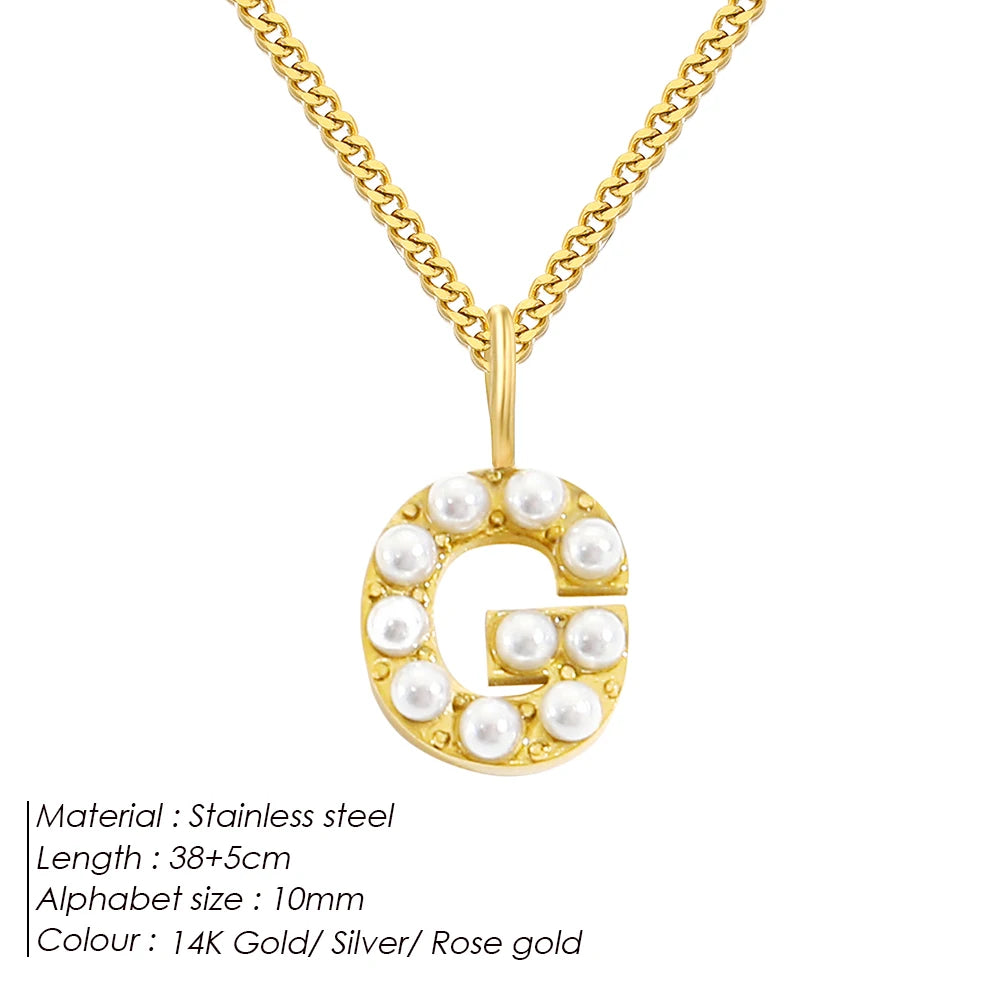 vegan Letter Pearl Charm Kette