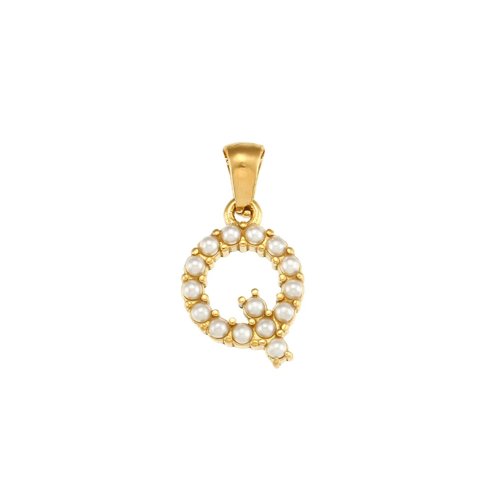 Collier Charm Zircon / Pearl Letter