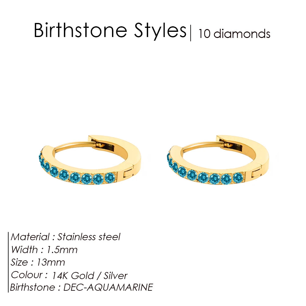 Shiny Minimalist Huggie Birthstone