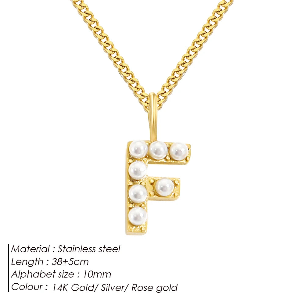 vegan Letter Pearl Charm Kette
