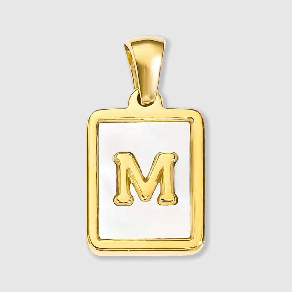 Shell Square Letter Charm
