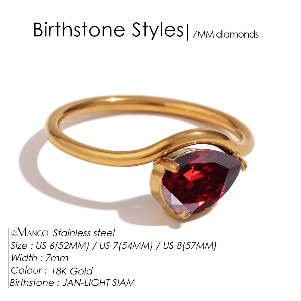 Drop Shaped Birthstone Ring