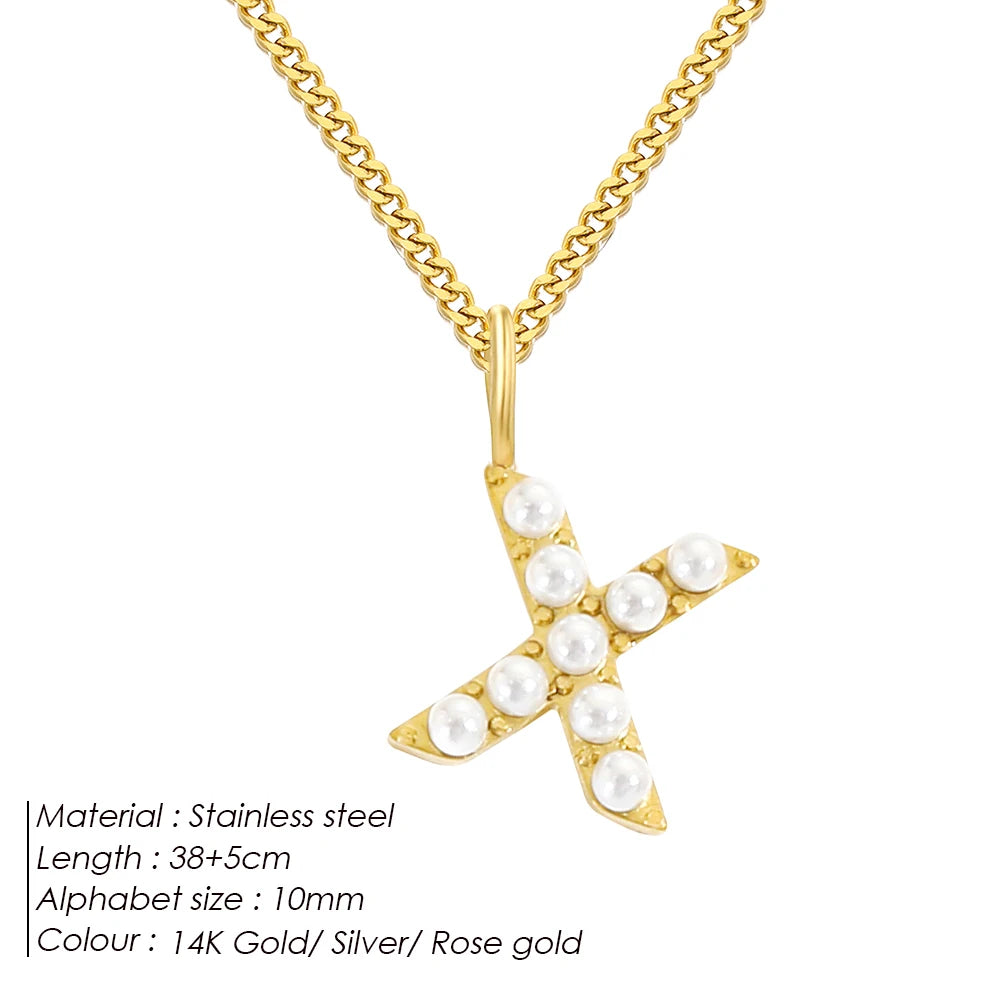 vegan Letter Pearl Charm Kette