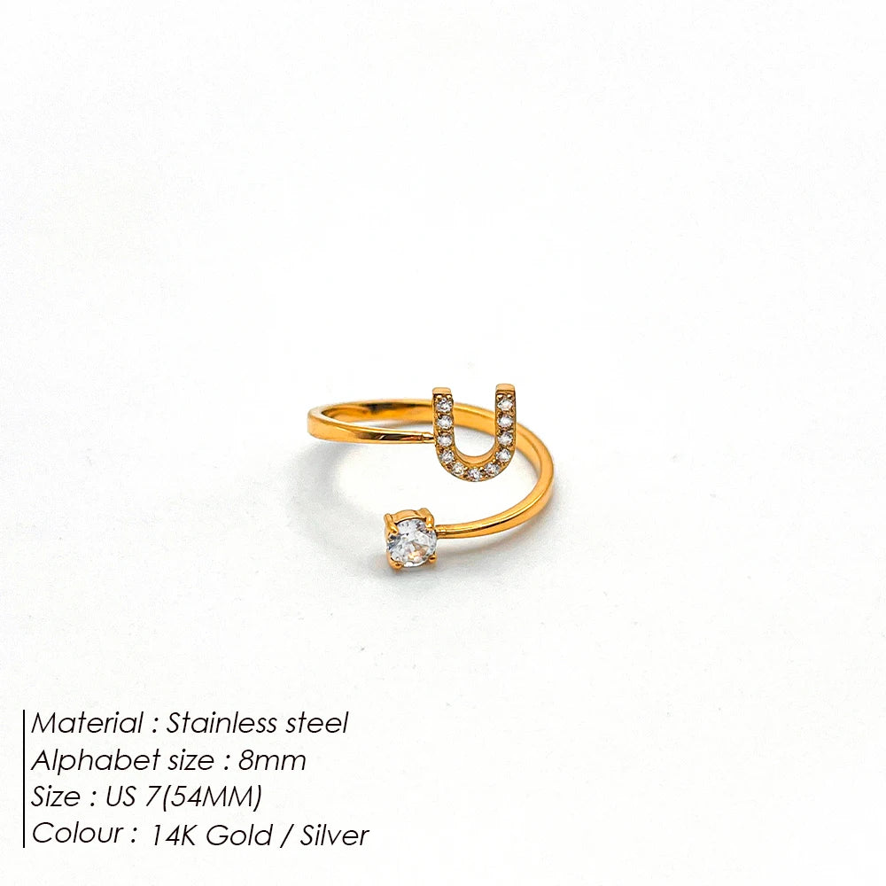 Shiny Letter Ring onesize