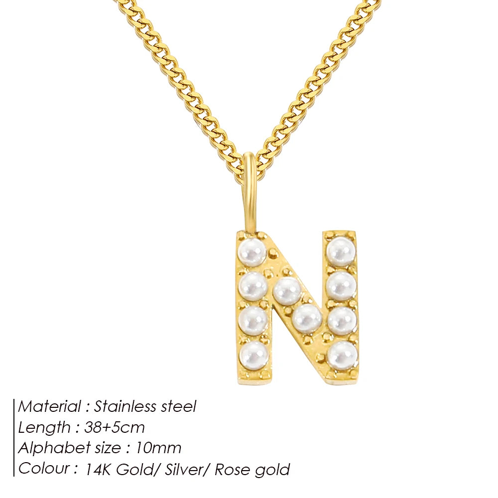vegan Letter Pearl Charm Kette
