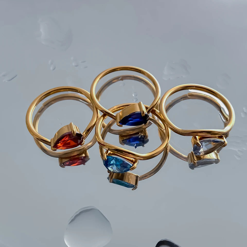 Drop Shaped Birthstone Ring