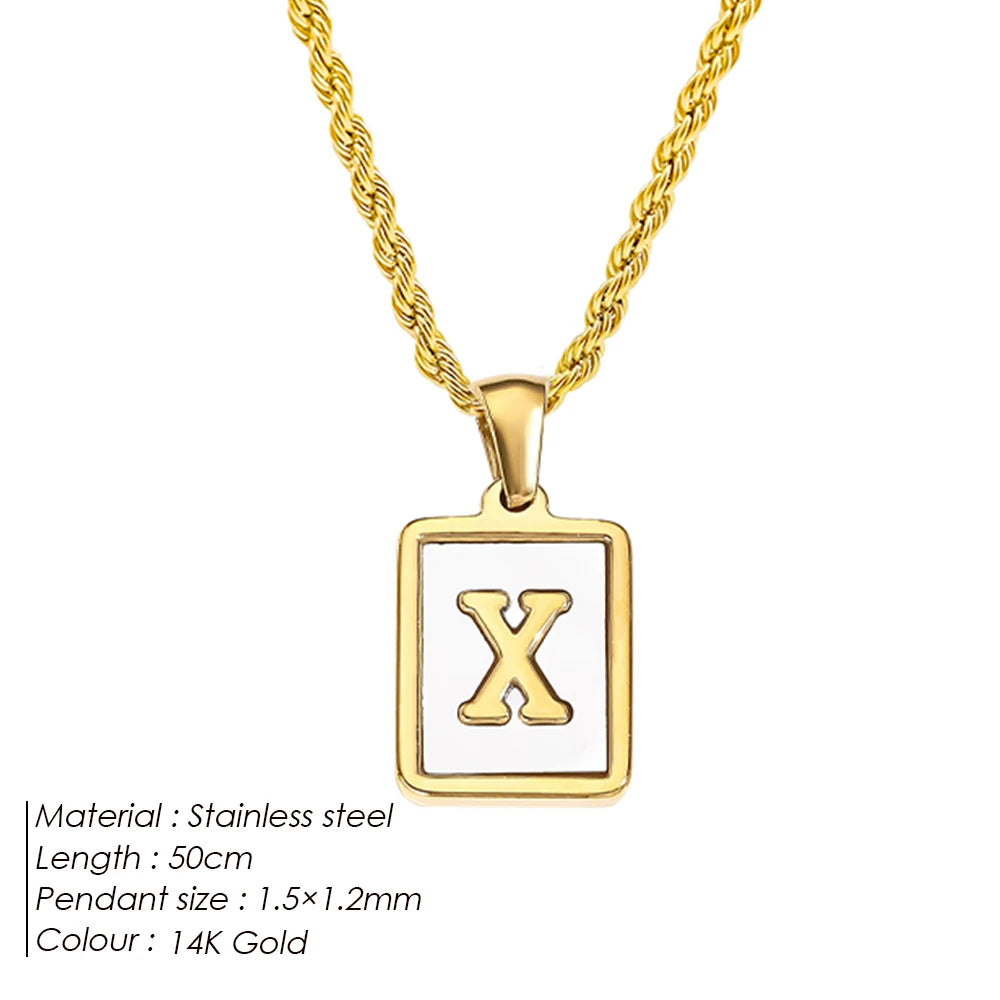 Rope Chain White Shell Uppercase Initials