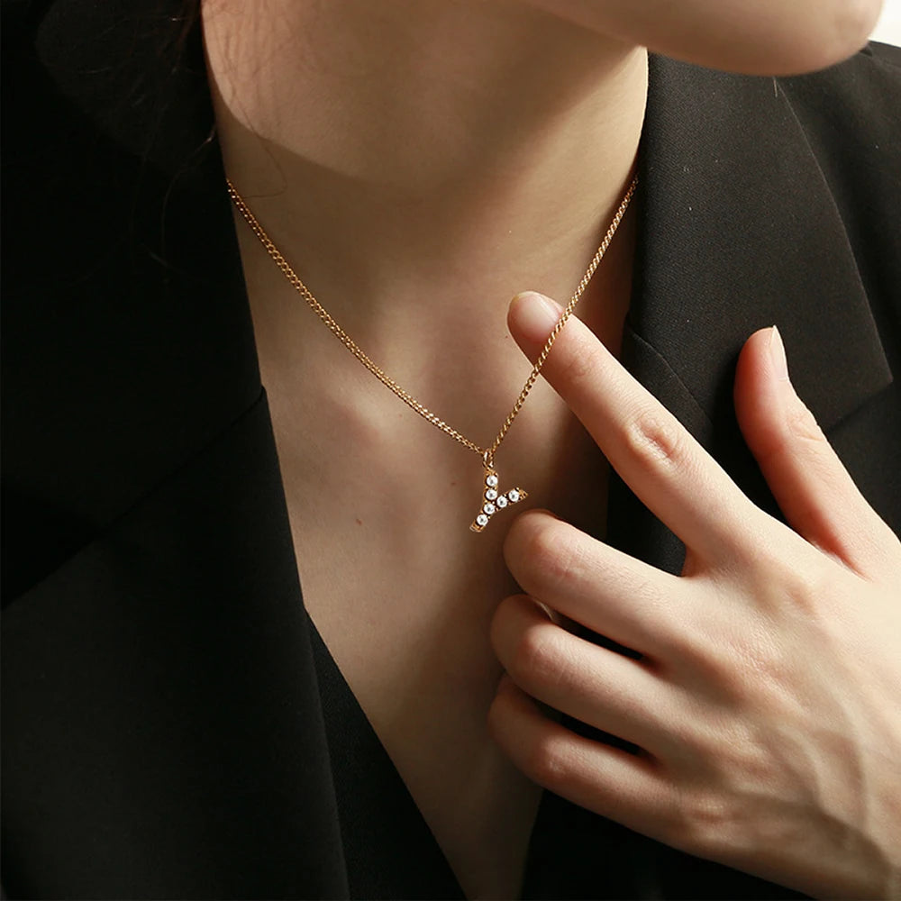 vegan Letter Pearl Charm Kette